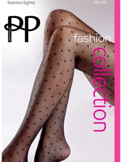 All Over Heart Tights - Black