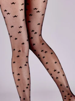 All Over Star Tights - Black