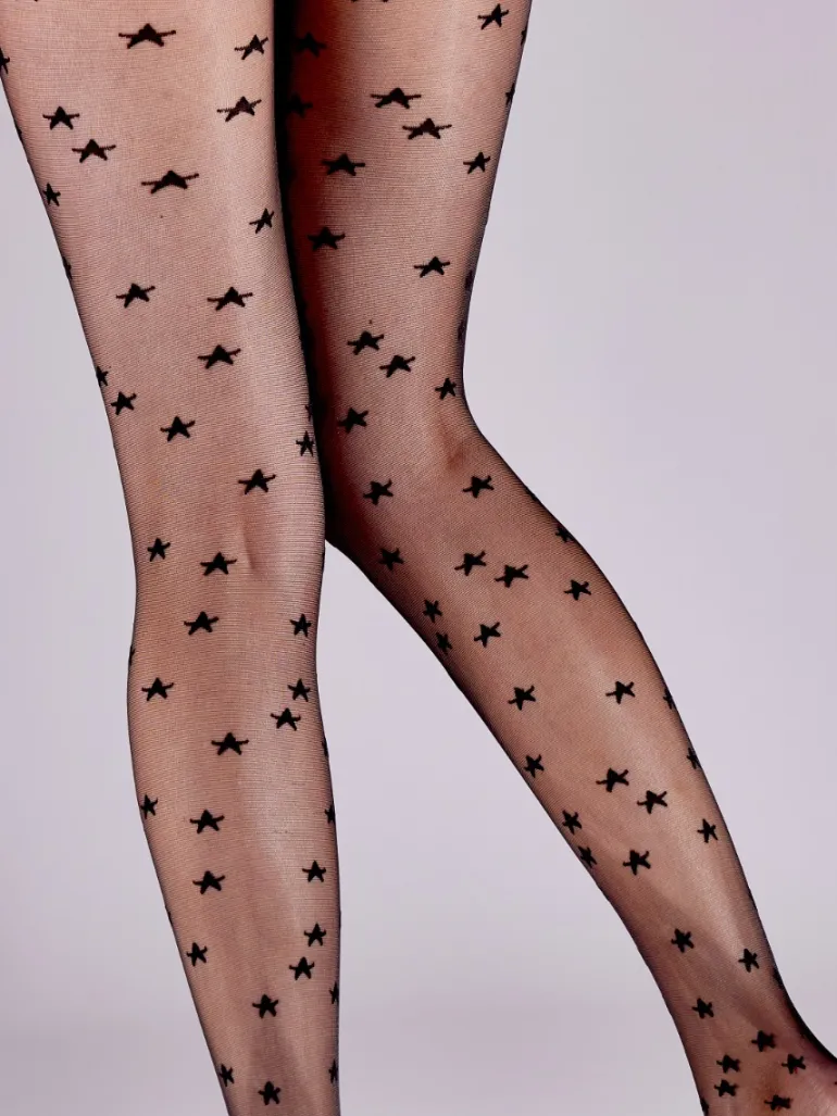 All Over Star Tights - Black