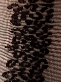 Animal Pattern Back Seam Tights - Black