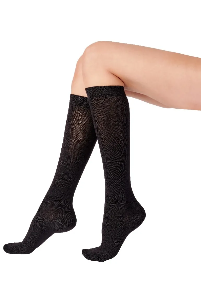 Bamboo Knee High Plain Socks 1 Pair Pack - Black