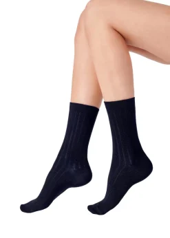 Bamboo Textured Design Socks 2 Pair Pack - Navy