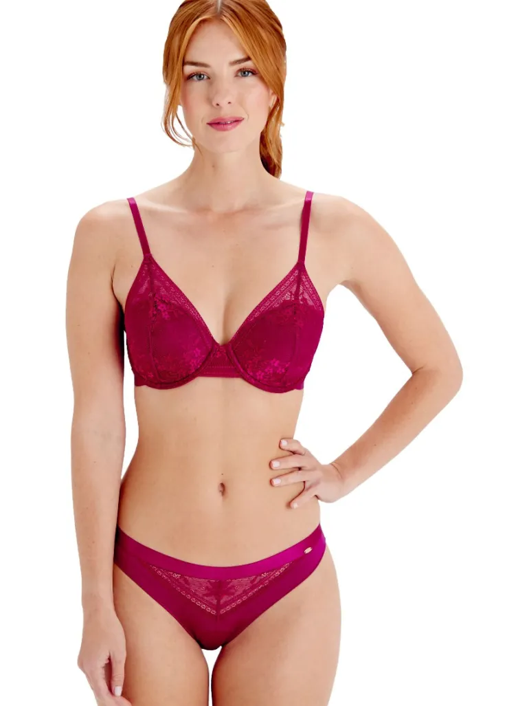 Botanical Lace High Apex Bra - Fuchsia