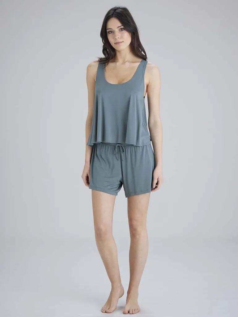 Botanical Lace Lounge Vest - Sage