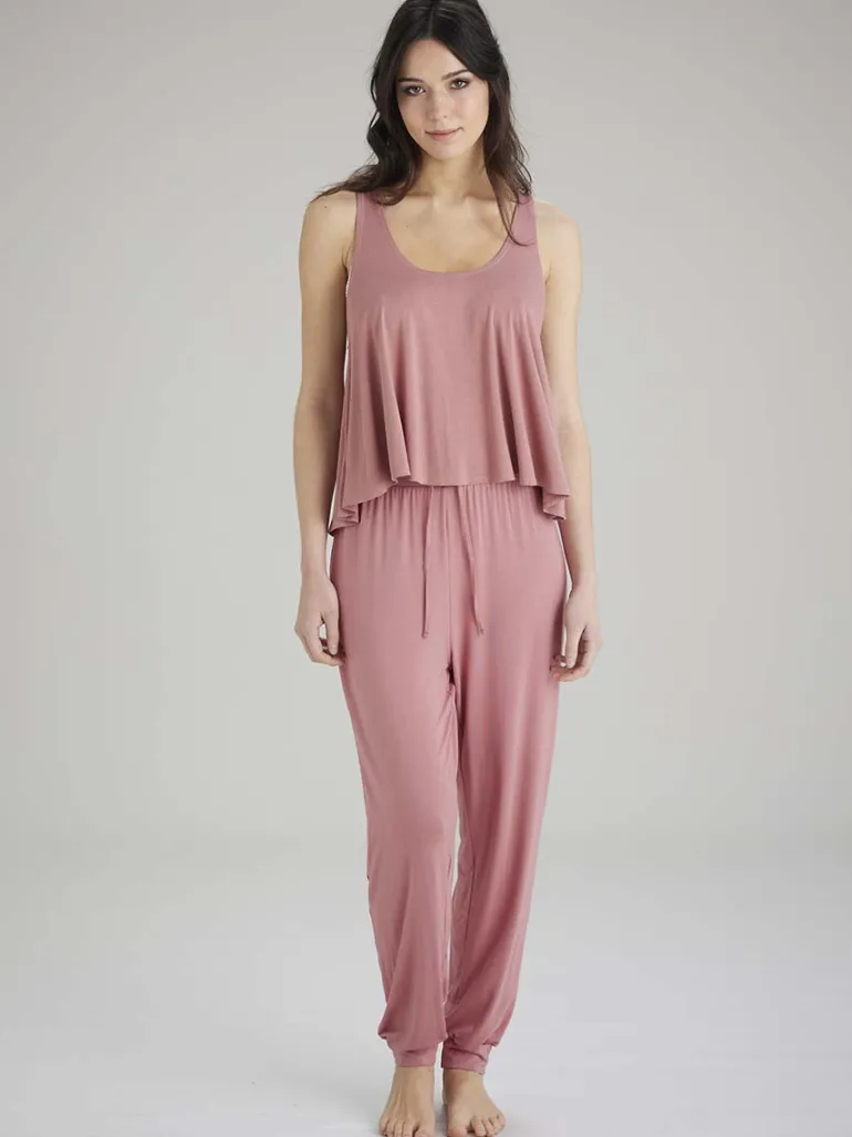 Botanical Lace Lounge Vest - Dusty Rose