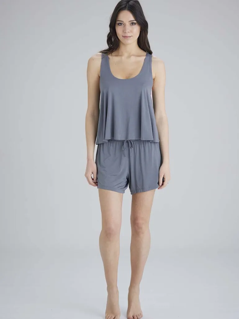 Botanical Lace Lounge Vest - Nightshade