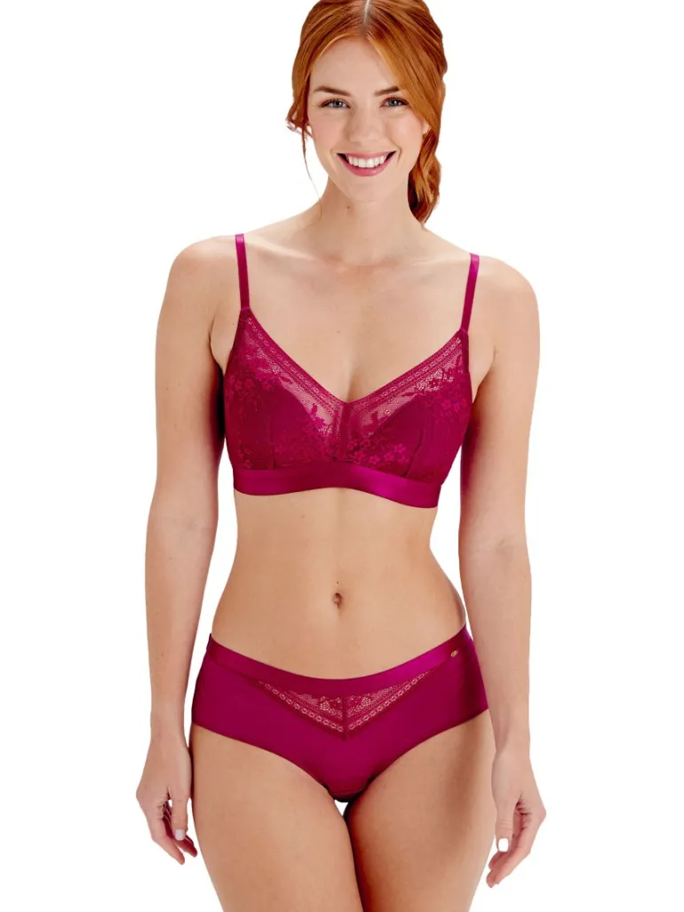 Botanical Lace Non Wired Triangle Bra - Fuchsia