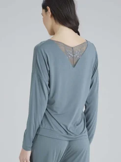 Botanical Lace Slouch Top - Sage
