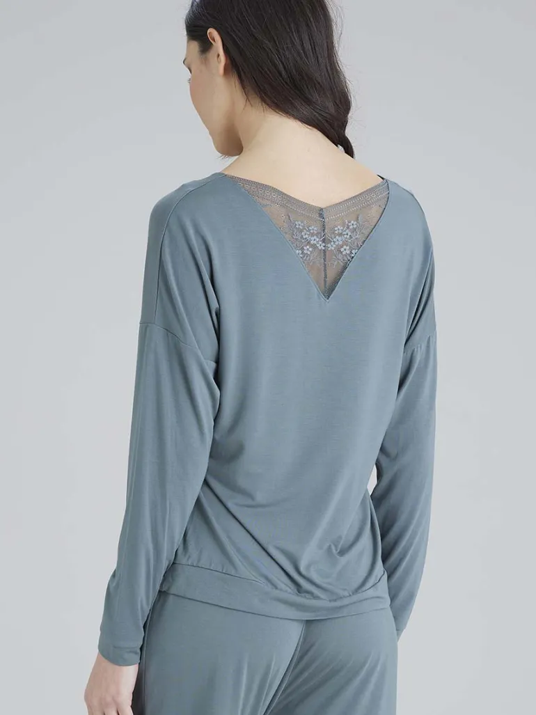 Botanical Lace Slouch Top - Sage