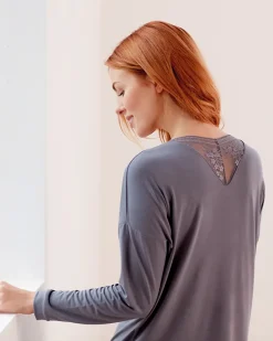 Botanical Lace Slouch Top - Nightshade
