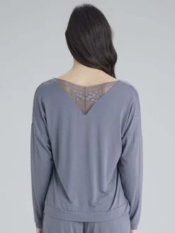 Botanical Lace Slouch Top - Nightshade