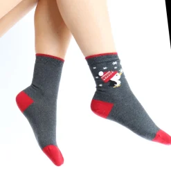 Christmas Penguin Socks - Grey Mix