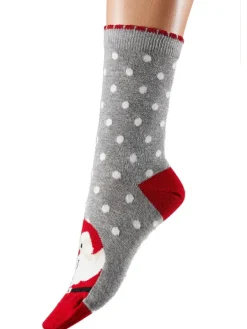 Christmas Santa Socks - Grey Mix