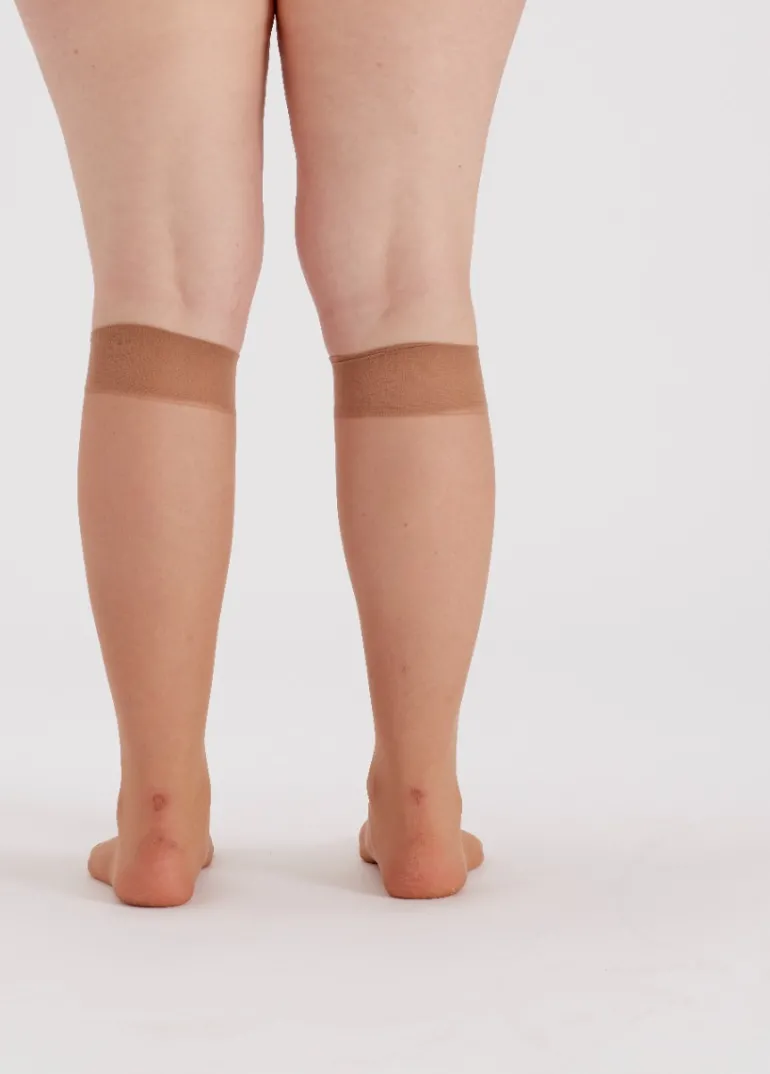 Curves 15 Denier Comfort Top Knee Highs 2 Pair Pack - Nude