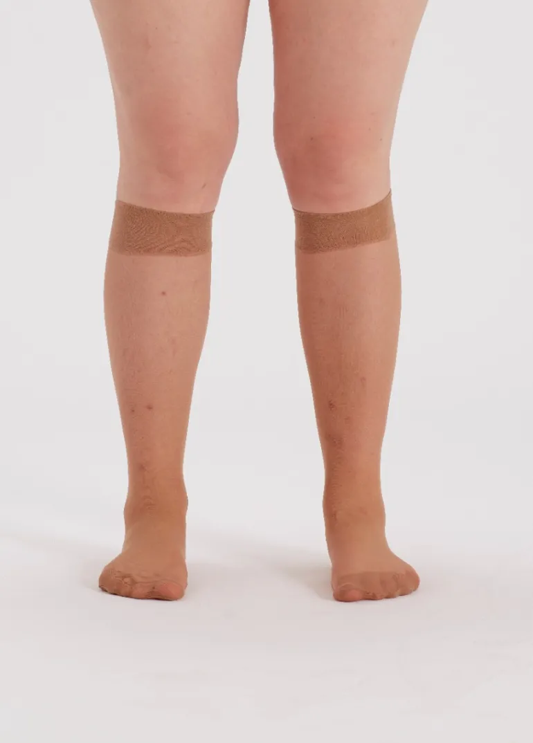 Curves 15 Denier Comfort Top Knee Highs 2 Pair Pack - Nude