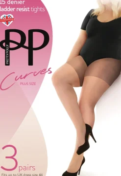 Curves 15 Denier Ladder Resist Tights 3 Pair Pack - Dark Nude