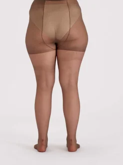 Curves 15 Denier Ladder Resist Tights 3 Pair Pack - Dark Nude