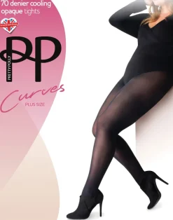 Curves 70 Denier Opaque Cooling Tights - Black