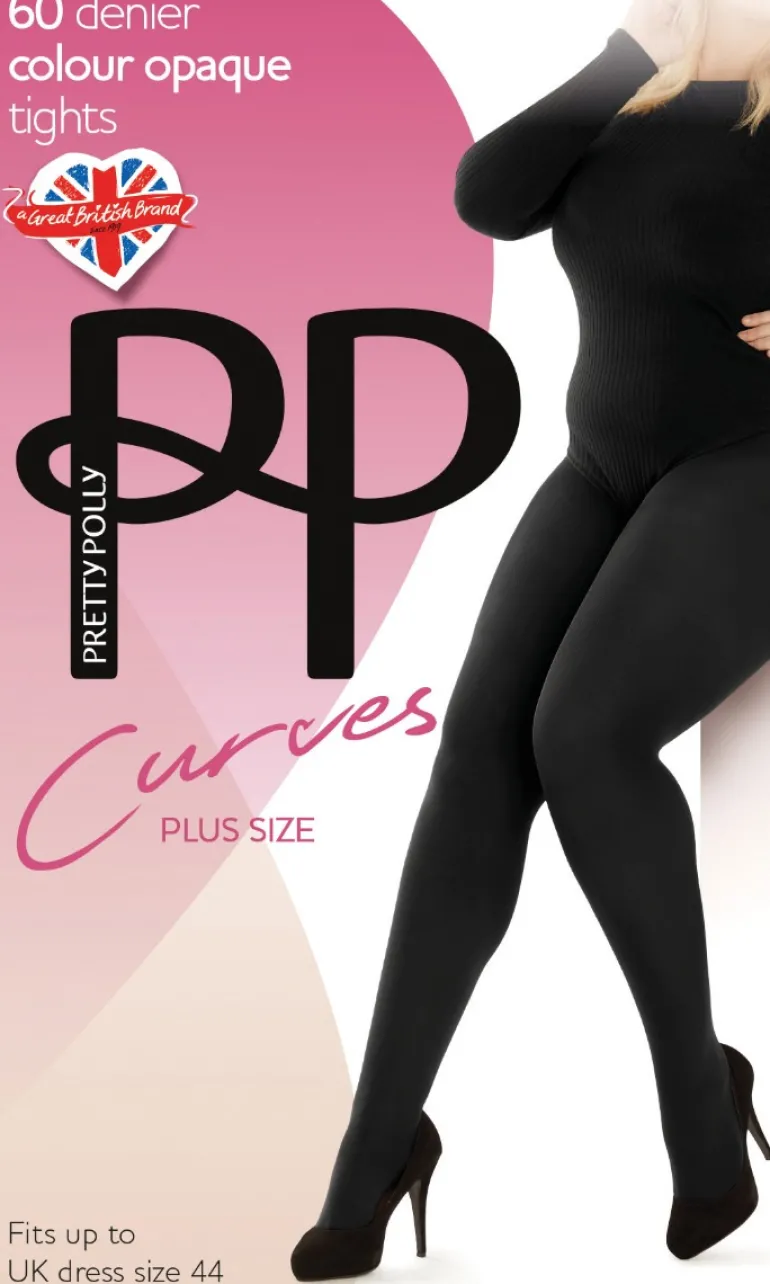 Curves 60 Denier Plush Opaque Tights - Black