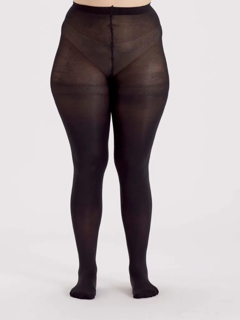 Curves 60 Denier Plush Opaque Tights - Black