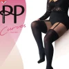 Curves Mock Suspender Tights - Black