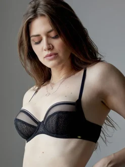 Delicate Lace Non Padded Underwired Bra - Black