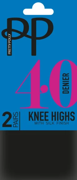 Everyday 40 Denier Opaque Knee Highs 2 Pair Pack - Black
