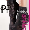 Floral Lace Ankle High Sheer Socks - Black Mix
