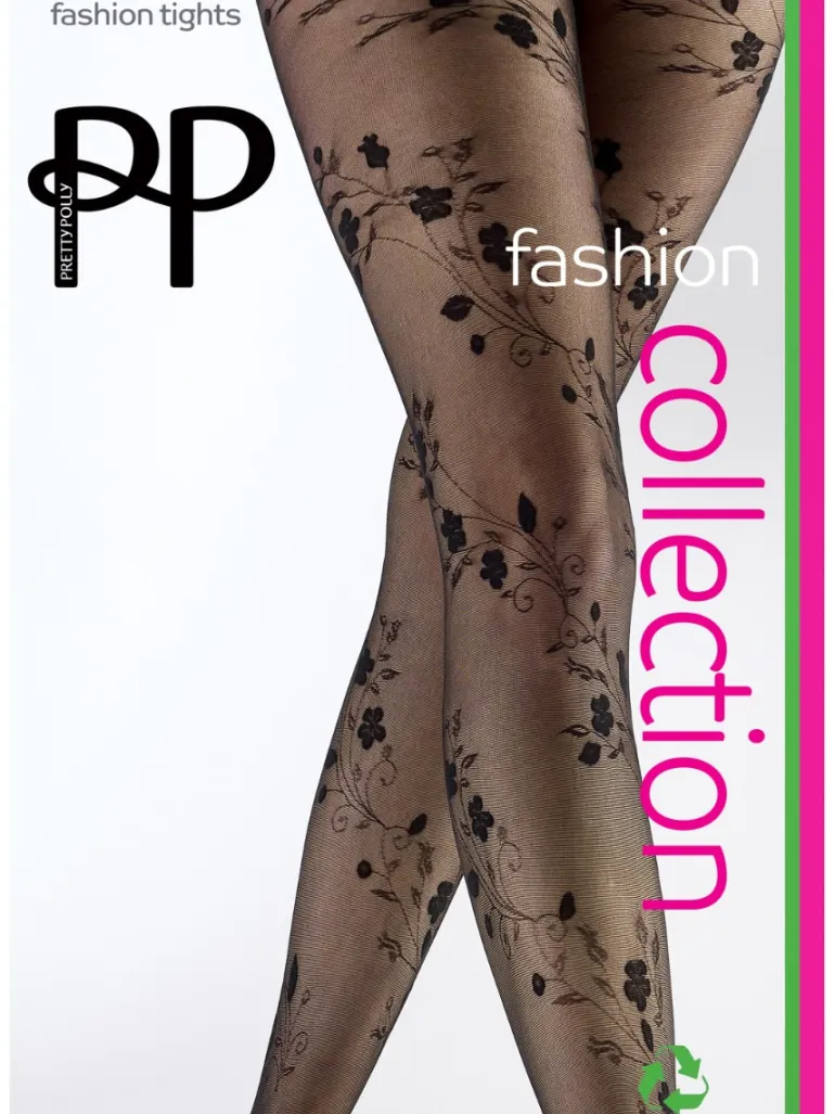 Floral Tattoo Pattern Tights - Black