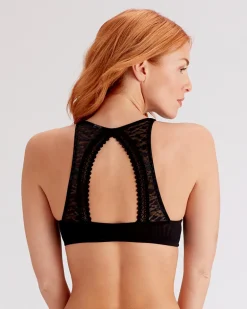 Graphic Mesh Moulded T-Shirt Bra - Black