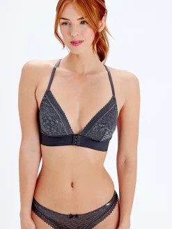 Graphic Mesh Non Wired Triangle Bra - Platinum