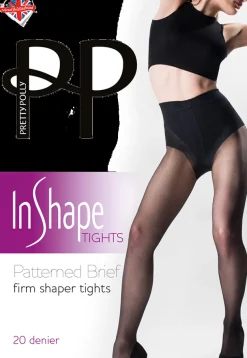 In Shape 20 Denier Patterned Brief Firm Shaper Tights - Nude