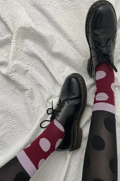Large Stripe & Spot Bamboo Socks 2 Pair Pack - Red Mix