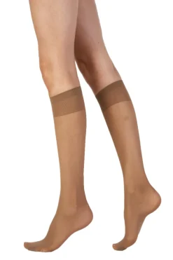 Legworks 15 Denier Comfort Top Knee Highs 3 Pair Pack - Nude