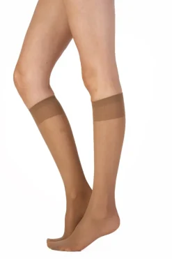 Legworks 15 Denier Comfort Top Knee Highs 3 Pair Pack - Nude