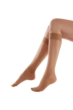 Legworks 15 Denier Comfort Top Knee Highs 3 Pair Pack - Nude