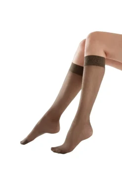 Legworks 15 Denier Comfort Top Knee Highs 3 Pair Pack - Barely Black