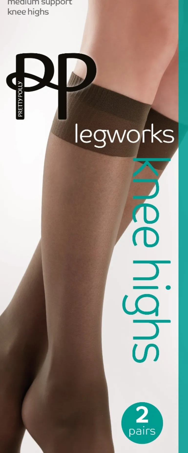 Legworks 15 Denier Legworks Medium Support Knee Highs 2 Pair Pack - Barely Black