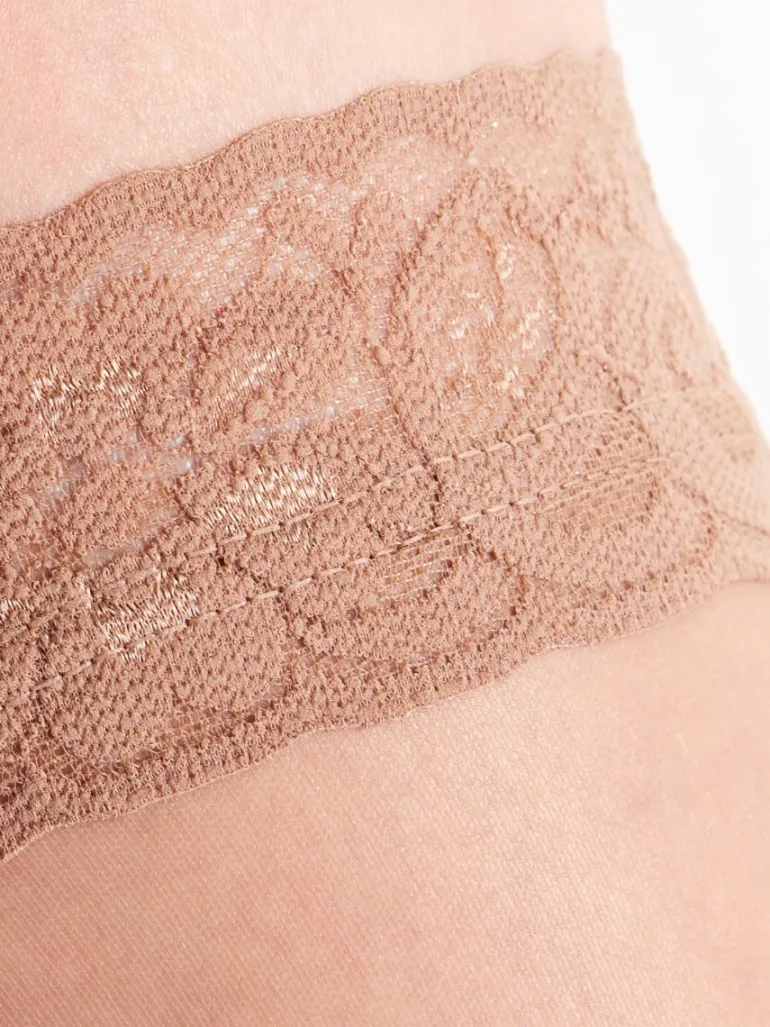 Nylons 10 Denier Lace Top Hold Ups - Sherry