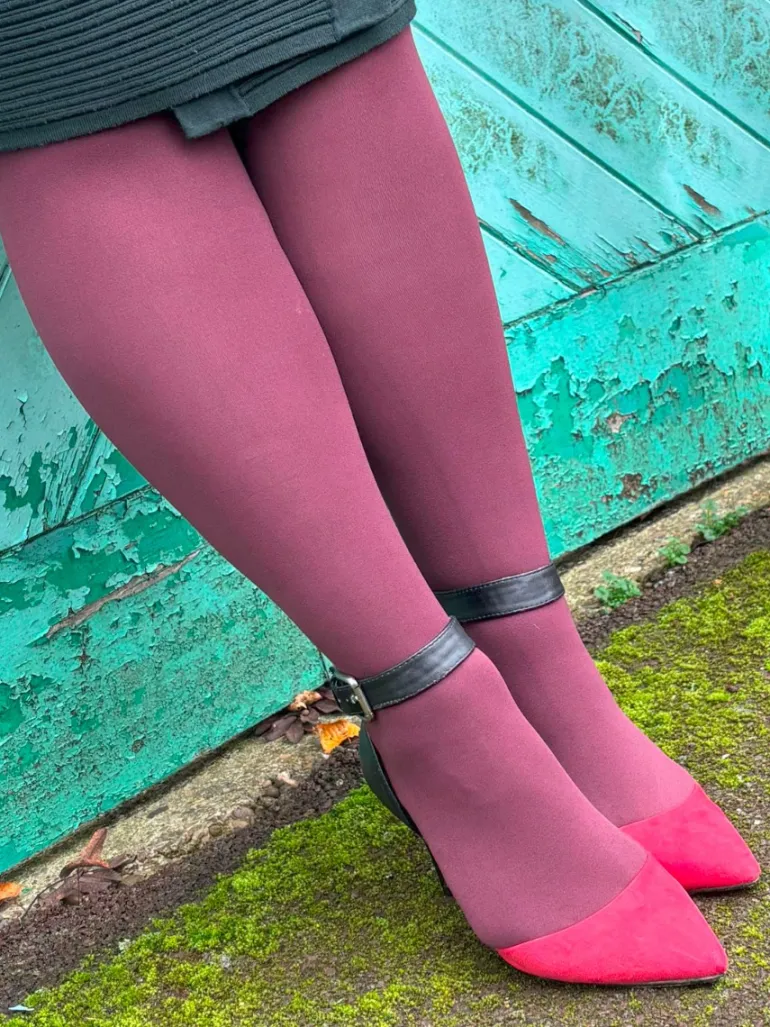 Premium Opaques 60 Denier 3D Tights - Burgundy