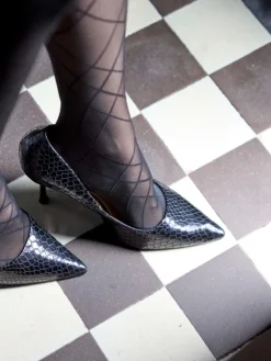 Ribbon Pattern Tights - Black
