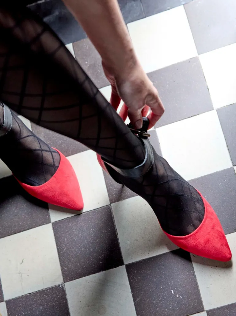Ribbon Pattern Tights - Black
