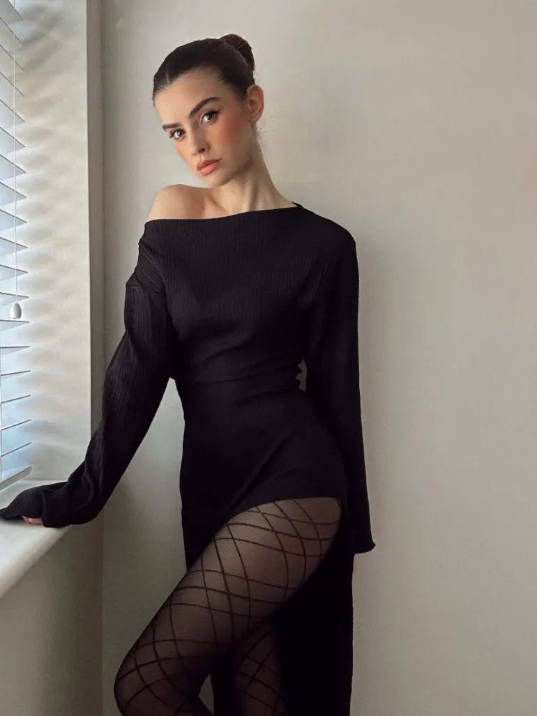 Ribbon Pattern Tights - Black