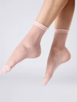 Sheer Spot Sheer Socks - Pink