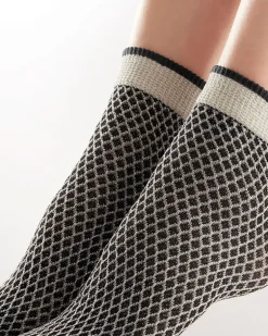 Sparkle Net Effect Anklets - Black/Silver