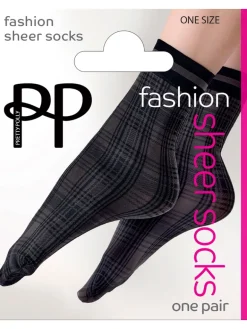 Tartan Pattern Sheer Socks - Multi