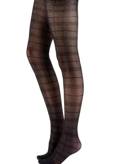 Tartan Pattern Tights - Black